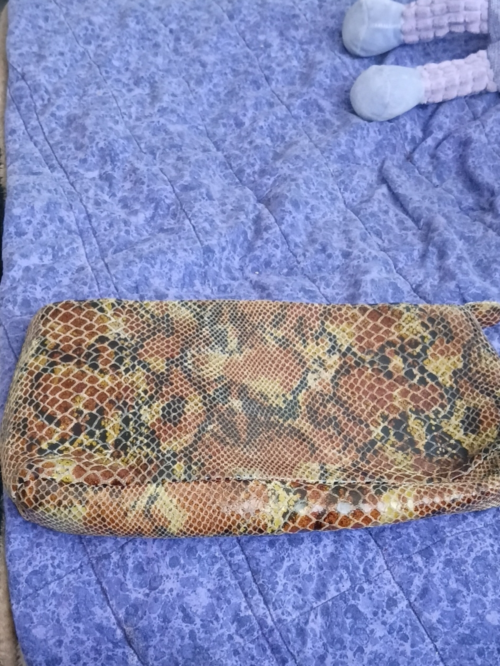 Michael Rome Made In Italy Snake-Print Clutch in Brown and Yellow Tones